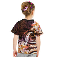 Polynesian Art Tattoo Kid T Shirt Plumeria Flowers Peach Gradient LT05 - Polynesian Pride