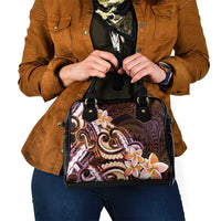 Polynesian Art Tattoo Shoulder Handbag Plumeria Flowers Peach Gradient