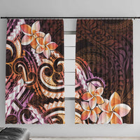 Polynesian Art Tattoo Window Curtain Plumeria Flowers Peach Gradient
