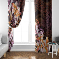 Polynesian Art Tattoo Window Curtain Plumeria Flowers Peach Gradient
