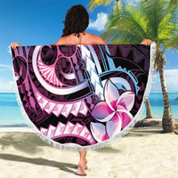 Polynesian Art Tattoo Beach Blanket Plumeria Flowers Pink Gradient