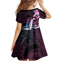 Polynesian Art Tattoo Family Matching Off Shoulder Maxi Dress and Hawaiian Shirt Plumeria Flowers Pink Gradient