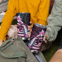 Polynesian Art Tattoo Tumbler Cup Plumeria Flowers Pink Gradient