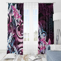 Polynesian Art Tattoo Window Curtain Plumeria Flowers Pink Gradient