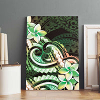 Polynesian Art Tattoo Canvas Wall Art Plumeria Flowers Green Gradient