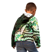 Polynesian Art Tattoo Kid Hoodie Plumeria Flowers Green Gradient LT05 - Polynesian Pride