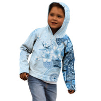 Hawaii Tapa Pattern With Blue Hibiscus Kid Hoodie LT05 - Polynesian Pride