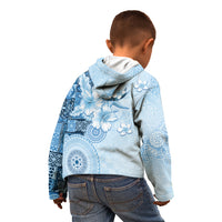 Hawaii Tapa Pattern With Blue Hibiscus Kid Hoodie LT05 - Polynesian Pride