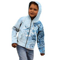 Hawaii Tapa Pattern With Blue Hibiscus Kid Hoodie LT05 - Polynesian Pride