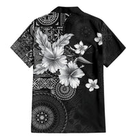 Hawaii Tapa Pattern With Black Hibiscus Family Matching Mermaid Dress and Hawaiian Shirt