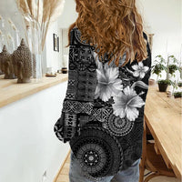 Hawaii Tapa Pattern With Black Hibiscus Women Casual Shirt