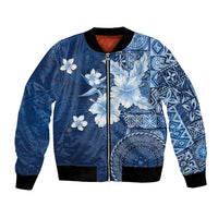 Hawaii Tapa Pattern With Navy Hibiscus Bomber Jacket