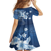 Hawaii Tapa Pattern With Navy Hibiscus Family Matching Tank Maxi Dress and Hawaiian Shirt LT05 - Polynesian Pride