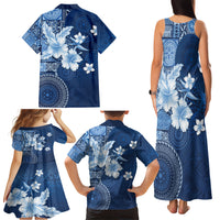 Hawaii Tapa Pattern With Navy Hibiscus Family Matching Tank Maxi Dress and Hawaiian Shirt LT05 - Polynesian Pride