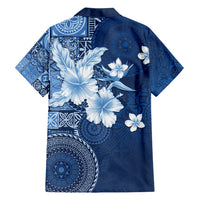 Hawaii Tapa Pattern With Navy Hibiscus Family Matching Tank Maxi Dress and Hawaiian Shirt LT05 - Polynesian Pride