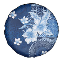 Hawaii Tapa Pattern With Navy Hibiscus Spare Tire Cover