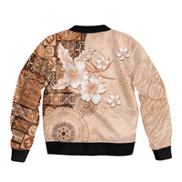 Hawaii Tapa Pattern With Brown Hibiscus Bomber Jacket