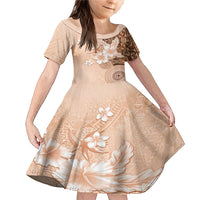 Hawaii Tapa Pattern With Brown Hibiscus Family Matching Mermaid Dress and Hawaiian Shirt