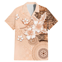Hawaii Tapa Pattern With Brown Hibiscus Family Matching Mermaid Dress and Hawaiian Shirt