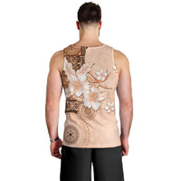 Hawaii Tapa Pattern With Brown Hibiscus Men Tank Top