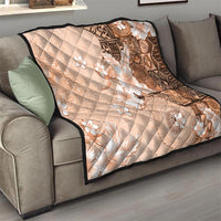 Hawaii Tapa Pattern With Brown Hibiscus Quilt