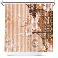 Hawaii Tapa Pattern With Brown Hibiscus Shower Curtain