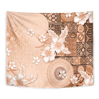 Hawaii Tapa Pattern With Brown Hibiscus Tapestry LT05 - Polynesian Pride