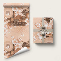 Hawaii Tapa Pattern With Brown Hibiscus Wrapping Paper - Polynesian Pride