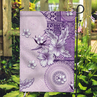 Hawaii Tapa Pattern With Violet Hibiscus Garden Flag LT05 Garden Flag Violet - Polynesian Pride