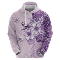 Hawaii Tapa Pattern With Violet Hibiscus Hoodie