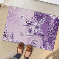 Hawaii Tapa Pattern With Violet Hibiscus Rubber Doormat LT05 - Polynesian Pride