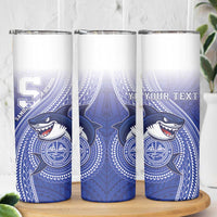 Personalized Samoana High School Skinny Tumbler Polynesian Tribal Shark