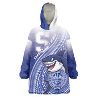 Personalized Samoana High School Wearable Blanket Hoodie Polynesian Tribal Shark