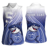 Personalized Samoana High School Women Sleeveless Polo Shirt Polynesian Tribal Shark LT05 - Polynesian Pride