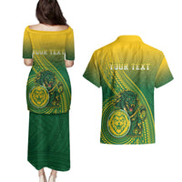 Personalized Leone High School Couples Matching Puletasi and Hawaiian Shirt Leone Lion
