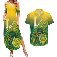 Personalized Leone High School Couples Matching Summer Maxi Dress and Hawaiian Shirt Leone Lion