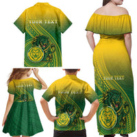 Personalized Leone High School Family Matching Off Shoulder Maxi Dress and Hawaiian Shirt Leone Lion
