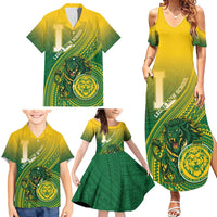 Personalized Leone High School Family Matching Summer Maxi Dress and Hawaiian Shirt Leone Lion