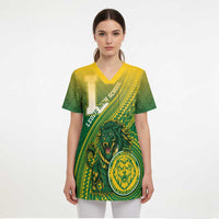 Personalized Leone High School Scrub Top Leone Lion - Polynesian Pride