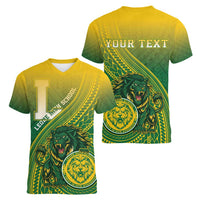 Personalized Leone High School Women V-Neck T-Shirt Leone Lion LT05 - Polynesian Pride