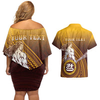Personalized Tafuna High School Couples Matching Off Shoulder Short Dress and Hawaiian Shirt Polynesian Warrior LT05 - Polynesian Pride