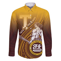 Personalized Tafuna High School Family Matching Mermaid Dress and Hawaiian Shirt Polynesian Warrior LT05 Dad's Shirt - Long Sleeve Maroon - Polynesian Pride