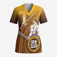 Personalized Tafuna High School Scrub Top Polynesian Warrior - Polynesian Pride