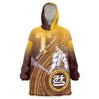Personalized Tafuna High School Wearable Blanket Hoodie Polynesian Warrior