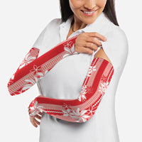Hawaii Kakau Tribal Arm Sleeves With Red Tiare