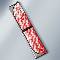 Hawaii Kakau Tribal Auto Sun Shade With Red Tiare