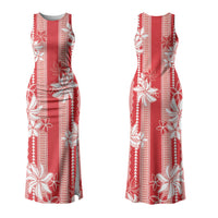 Hawaii Kakau Tribal Couples Matching Tank Maxi Dress and Hawaiian Shirt With Red Tiare LT05 - Polynesian Pride