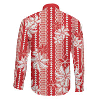 Hawaii Kakau Tribal Family Matching Off Shoulder Maxi Dress and Hawaiian Shirt With Red Tiare LT05 Son's Shirt Red - Polynesian Pride
