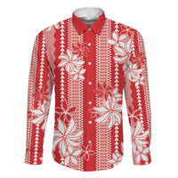Hawaii Kakau Tribal Family Matching Summer Maxi Dress and Hawaiian Shirt With Red Tiare LT05 Daughter's Dress Red - Polynesian Pride