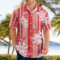 Hawaii Kakau Tribal Hawaiian Shirt With Red Tiare LT05 - Polynesian Pride